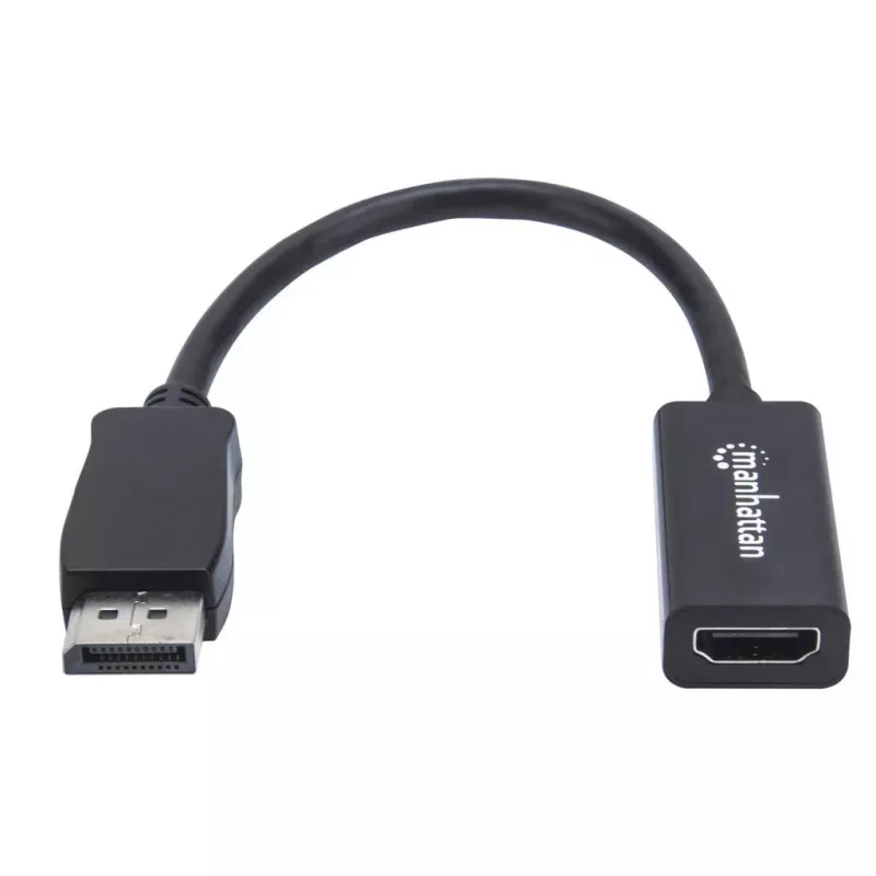 Manhattan Cable adaptador DisplayPort 1.1 a HDMI, 1080p@60Hz, conector macho a conector hembra, negro, cable de 15 cm, DP con bloqueo, no bidireccional, tres años de garantía, equivalente a DP2HDMI