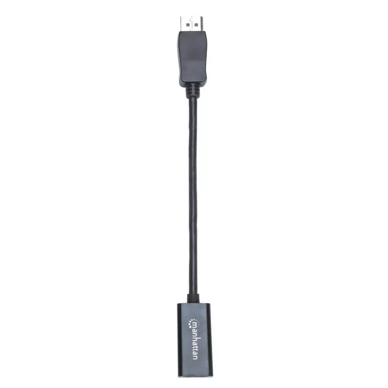 Manhattan Cable adaptador DisplayPort 1.1 a HDMI, 1080p@60Hz, conector macho a conector hembra, negro, cable de 15 cm, DP con bloqueo, no bidireccional, tres años de garantía, equivalente a DP2HDMI