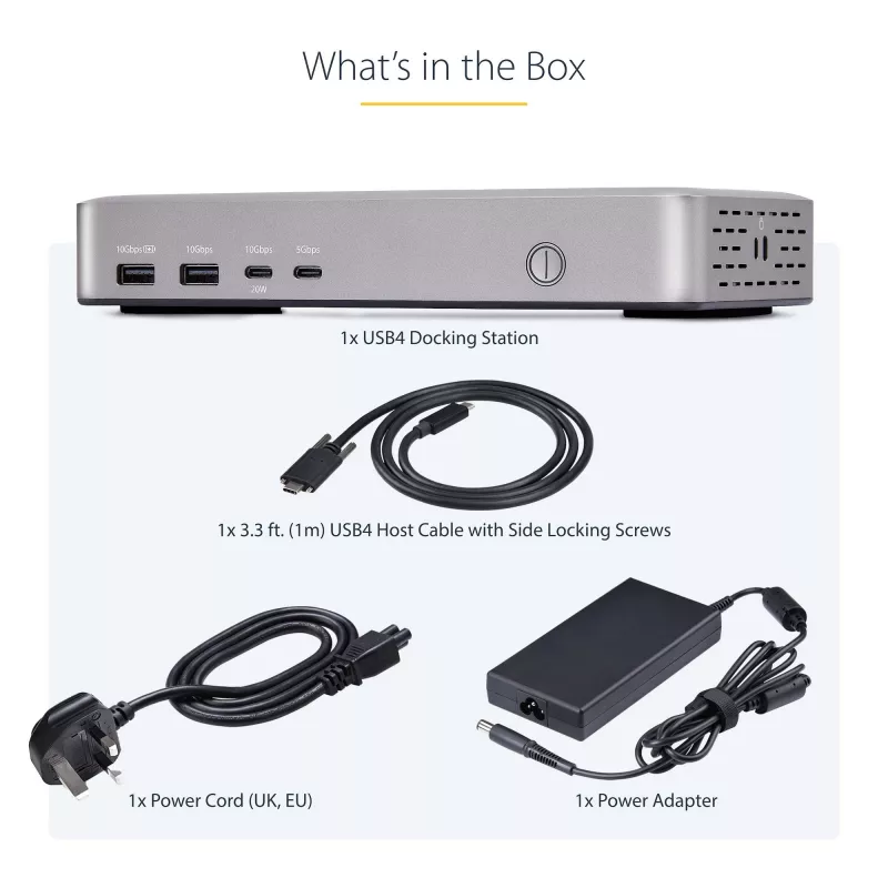 StarTech.com Docking station USB4 de doble monitor, HDMI dual 4K 120Hz o único 8K 60Hz, carga de portátil de 100W, 2,5GbE, dock USB-C multi-monitor, sin controladores