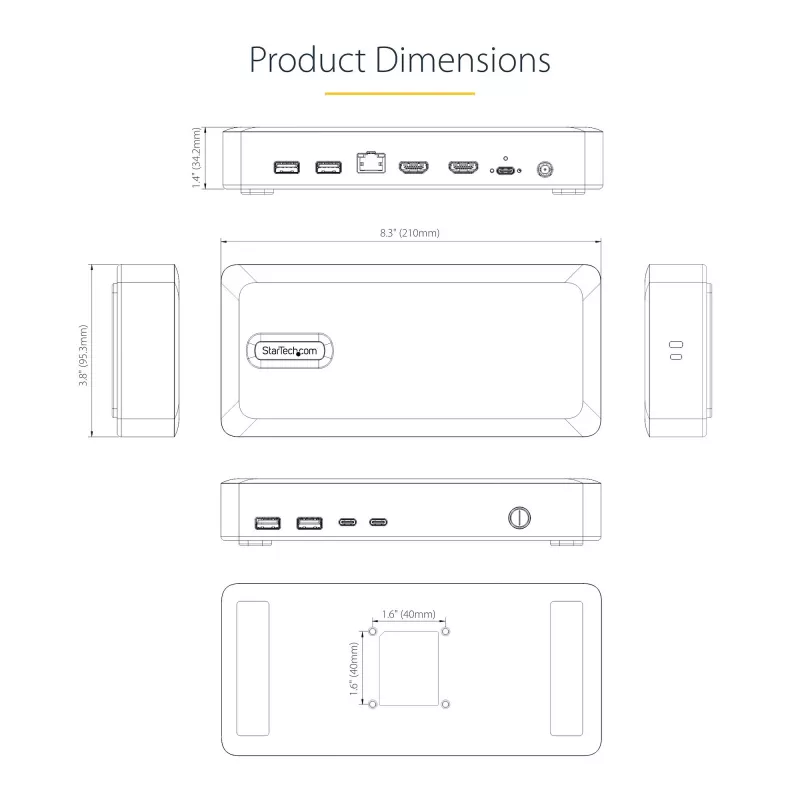 StarTech.com Docking station USB4 de doble monitor, HDMI dual 4K 120Hz o único 8K 60Hz, carga de portátil de 100W, 2,5GbE, dock USB-C multi-monitor, sin controladores