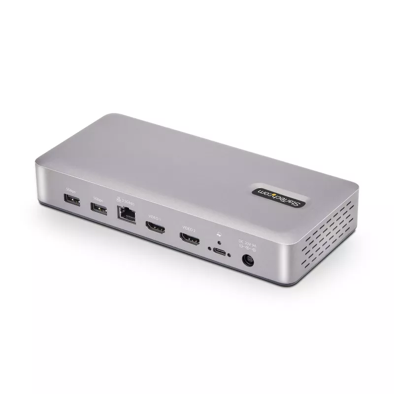StarTech.com Docking station USB4 de doble monitor, HDMI dual 4K 120Hz o único 8K 60Hz, carga de portátil de 100W, 2,5GbE, dock USB-C multi-monitor, sin controladores