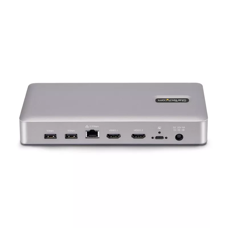StarTech.com Docking station USB4 de doble monitor, HDMI dual 4K 120Hz o único 8K 60Hz, carga de portátil de 100W, 2,5GbE, dock USB-C multi-monitor, sin controladores