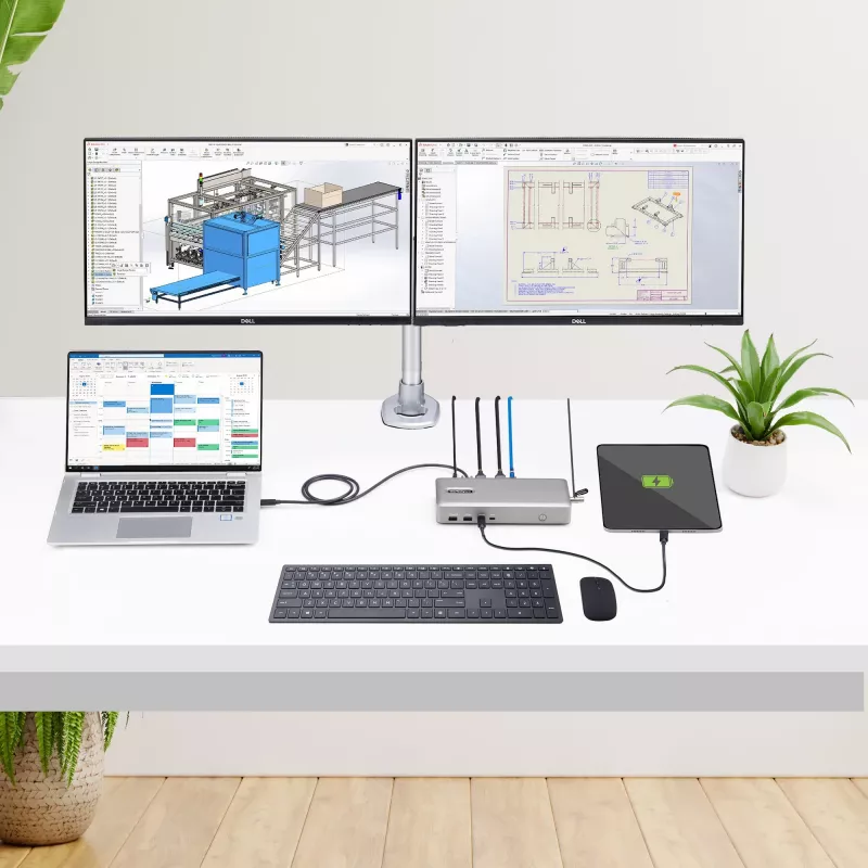StarTech.com Docking station USB4 de doble monitor, HDMI dual 4K 120Hz o único 8K 60Hz, carga de portátil de 100W, 2,5GbE, dock USB-C multi-monitor, sin controladores