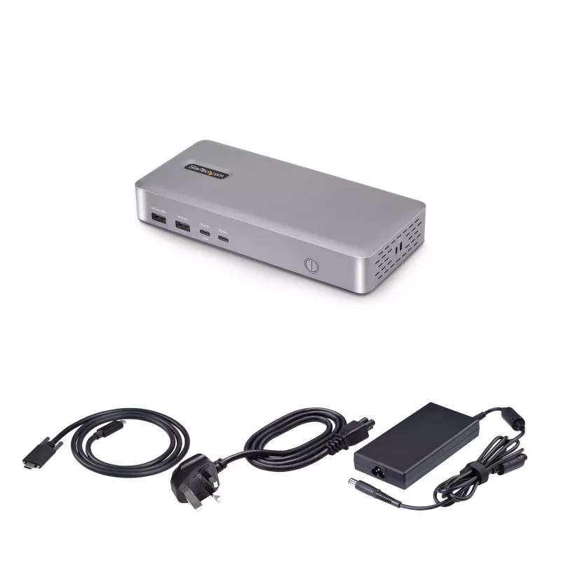 StarTech.com Docking station USB4 de doble monitor, HDMI dual 4K 120Hz o único 8K 60Hz, carga de portátil de 100W, 2,5GbE, dock USB-C multi-monitor, sin controladores
