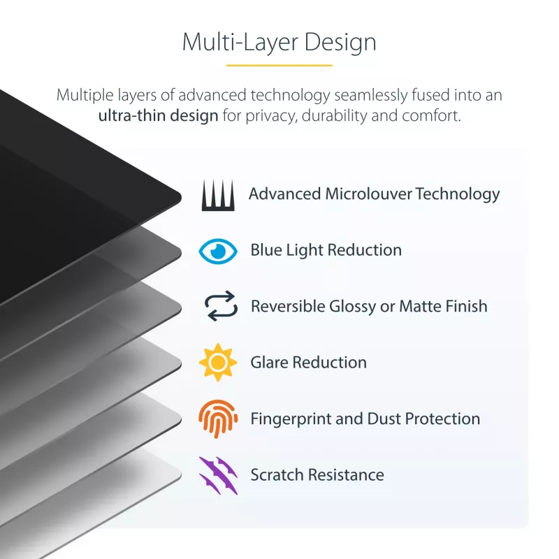StarTech.com Filtro de privacidad para portátil MacBook Pro 21/23 de 16 pulgadas, filtro de privacidad antirreflejo extraíble y reversible, protector de pantalla magnético para portátil con reducción del 51 % de luz azul