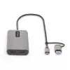 StarTech.com Adaptador multipuerto USB-C con dongle USB-C a USB-A incorporado, HDMI dual (4K30Hz/1080p60Hz), 3x USB-A 5Gbps, mini dock de viaje, docking station para portátil, cable de 1,3ft/40cm