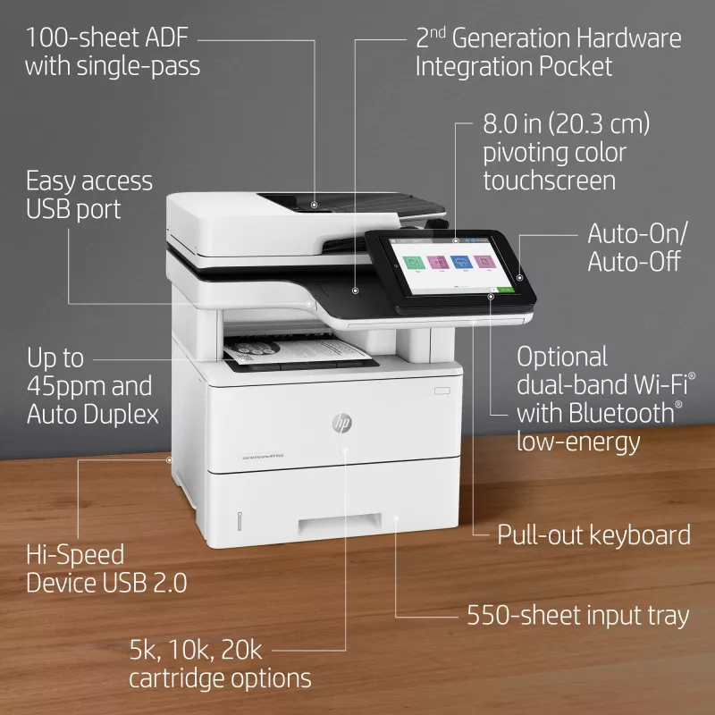 HP LaserJet Enterprise MFP M528dn, láser, monocromo, 1200 x 1200 DPI, A4, impresión directa, negro, blanco