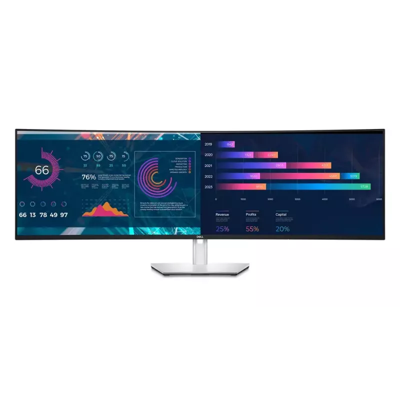 DELL UltraSharp U4924DW Monitor de ordenador 124,5 cm (49 pulgadas) 5120 x 1440 píxeles 5K Ultra HD LCD negro, plateado