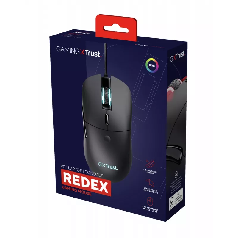 Trust GXT 981 Redex ratón gaming diestro USB Type-A óptico 10000 DPI