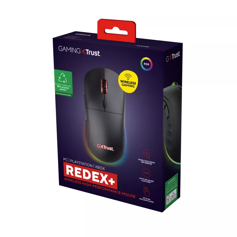 Trust GXT 927 Redex+ ratón gaming diestro RF inalámbrico + USB Type-A láser 25600 DPI