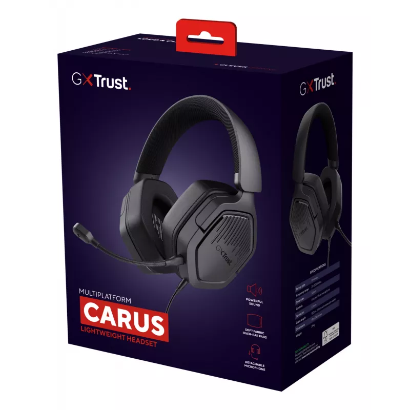 Trust GXT492 Carus headset con cable diadema gaming negro