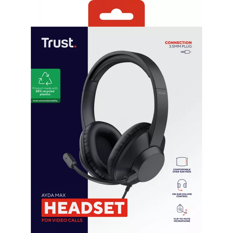 Trust Ayda Max headset con cable diadema oficina/call center negro