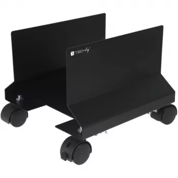 Techly Soporte de acero para CPU con ruedas, negro ICA-CS 34, negro, PC, carro multimedia, 25 kg, 195 mm, 240 mm