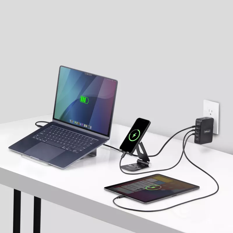 StarTech.com Cargador de pared USB-C de 140W, 3x USB-C/1x USB-A, PD 3.1 Fuente de alimentación GaN internacional para MacBook/Dell XPS/Inspiron