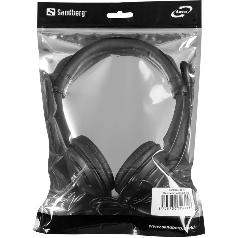 Sandberg MiniJack Headset Saver, con cable, llamadas/música, 20 - 20000 Hz, 71 g, auricular, negro