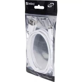 Sandberg USBLightning MFI 1m SAVER, 1 m, Lightning, USB A, conector macho, conector macho, blanco