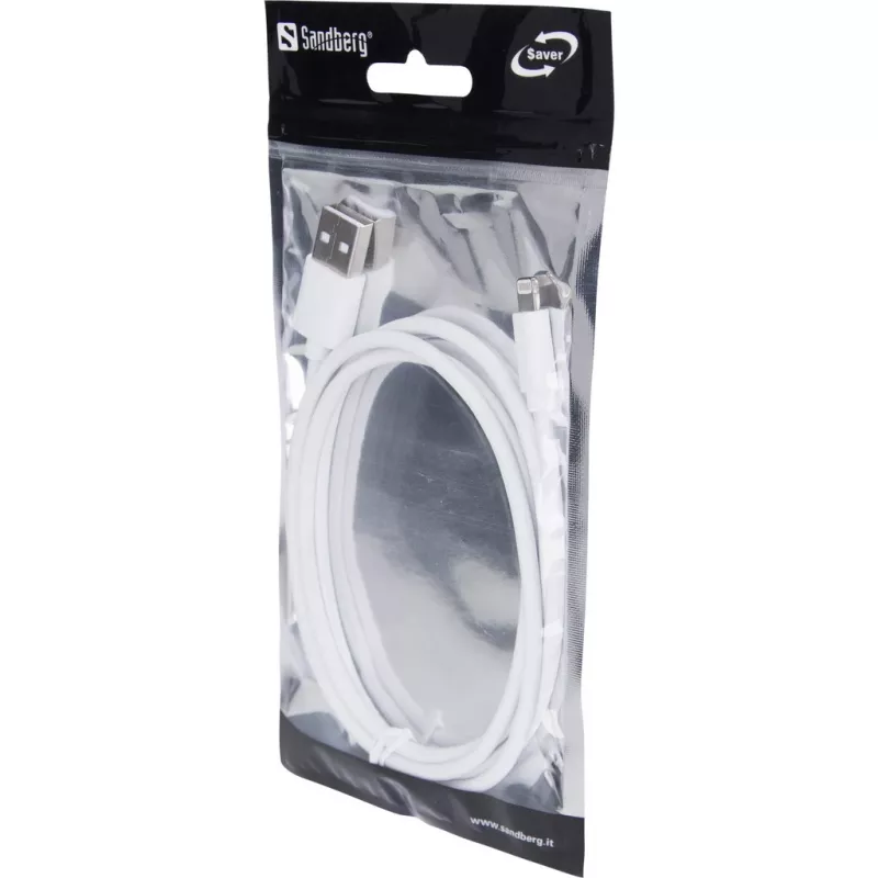 Sandberg USBLightning MFI 1m SAVER, 1 m, Lightning, USB A, conector macho, conector macho, blanco