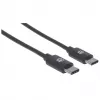 Manhattan Cable USB-C a USB-C, 3 m, conector macho a conector macho, negro, 480 Mbit/s (USB 2.0), Hi-Speed USB, garantía de por vida, equivalente a USB2CC3M