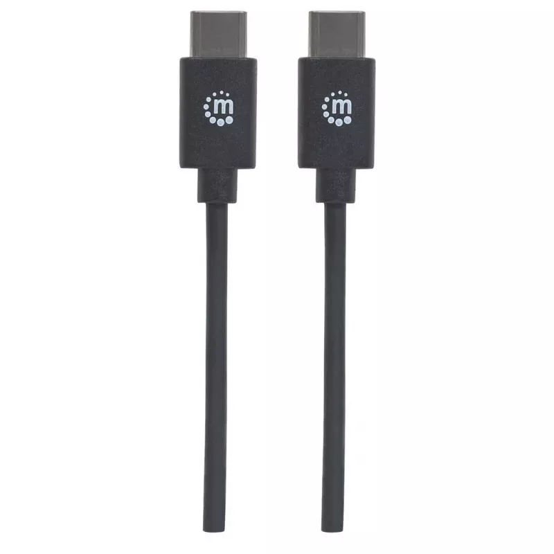 Manhattan Cable USB-C a USB-C, 3 m, conector macho a conector macho, negro, 480 Mbit/s (USB 2.0), Hi-Speed USB, garantía de por vida, equivalente a USB2CC3M