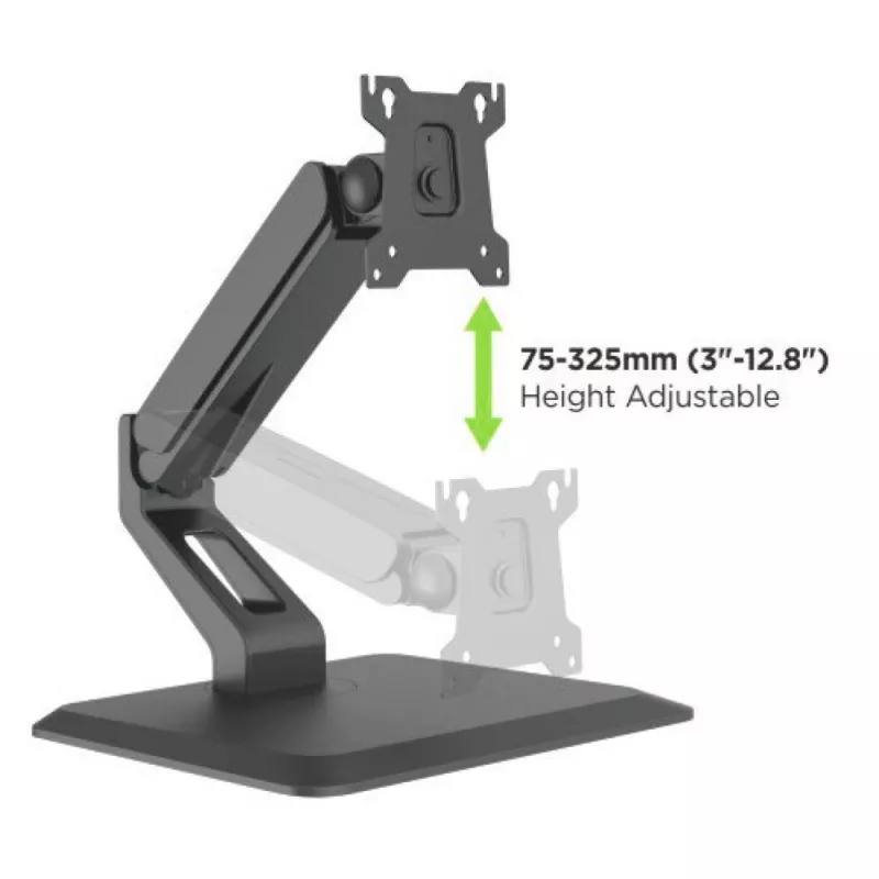 Techly ICA-LCD 35TS soporte de escritorio para monitor táctil, 17-32 pulgadas, hasta 10 kg, VESA 75x75/100x100, muelle de gas, negro