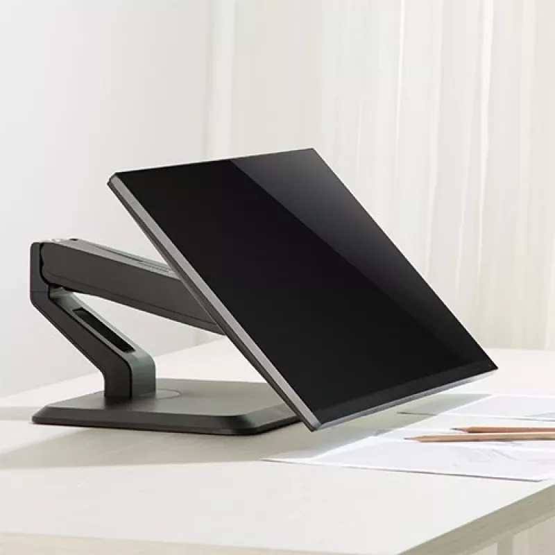 Techly ICA-LCD 35TS soporte de escritorio para monitor táctil, 17-32 pulgadas, hasta 10 kg, VESA 75x75/100x100, muelle de gas, negro