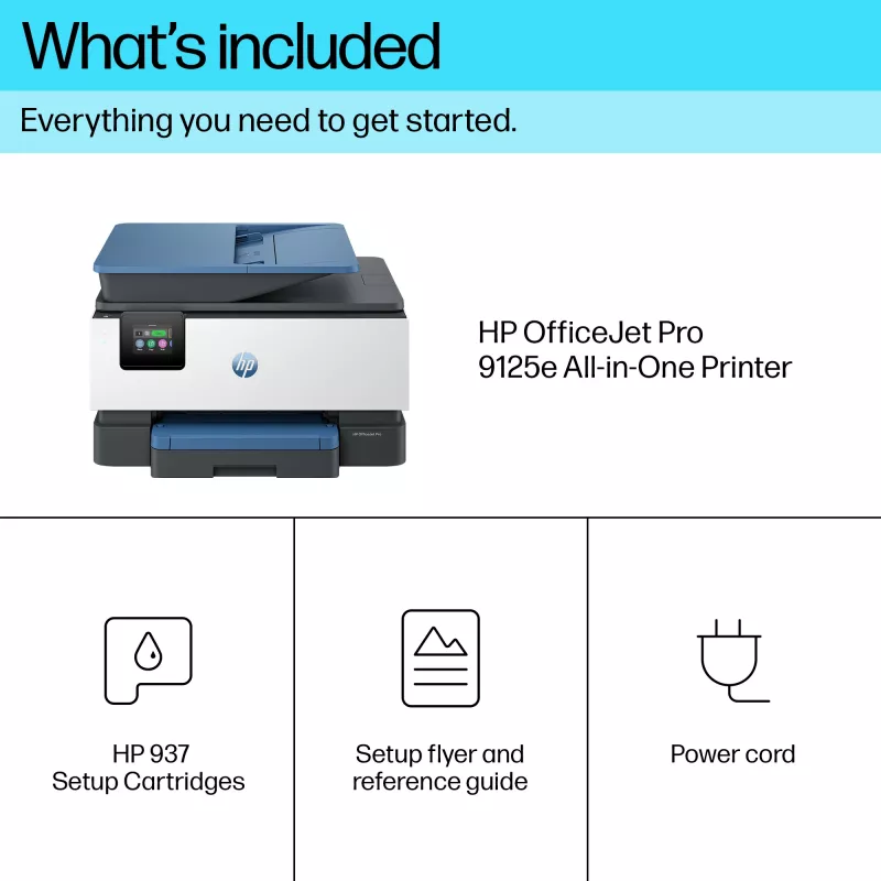 HP OfficeJet Pro 9125e Impresora en color todo en uno inalámbrica, Instant Ink; impresión a doble cara