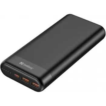 Sandberg Powerbank 20000 PD65W+2xQC3.0, 20000 mAh, litio-ion (Li-Ion), Quick Charge 3.0, 65 W, negro