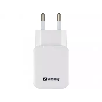 Sandberg Cargador de CA Dual USB 2.4+1A EU, interior, CA, USB, 5 V, negro, blanco