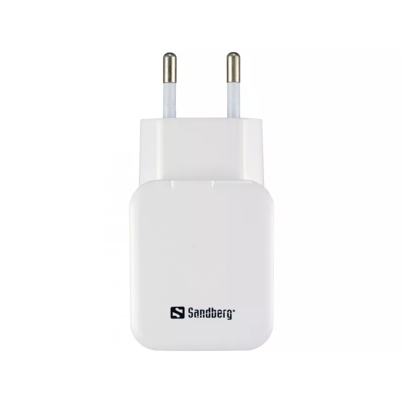 Sandberg Cargador de CA Dual USB 2.4+1A EU, interior, CA, USB, 5 V, negro, blanco