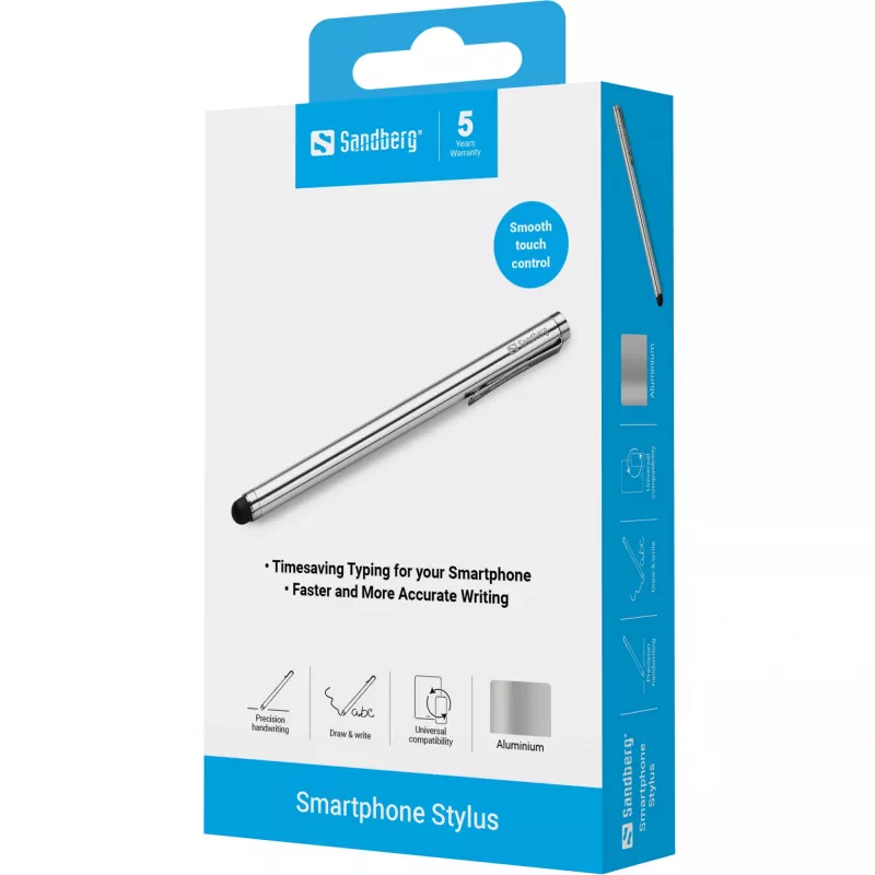 Sandberg Smartphone Stylus, teléfono móvil/smartphone, plata, 5 g, 140 mm, 7 mm, 7 mm