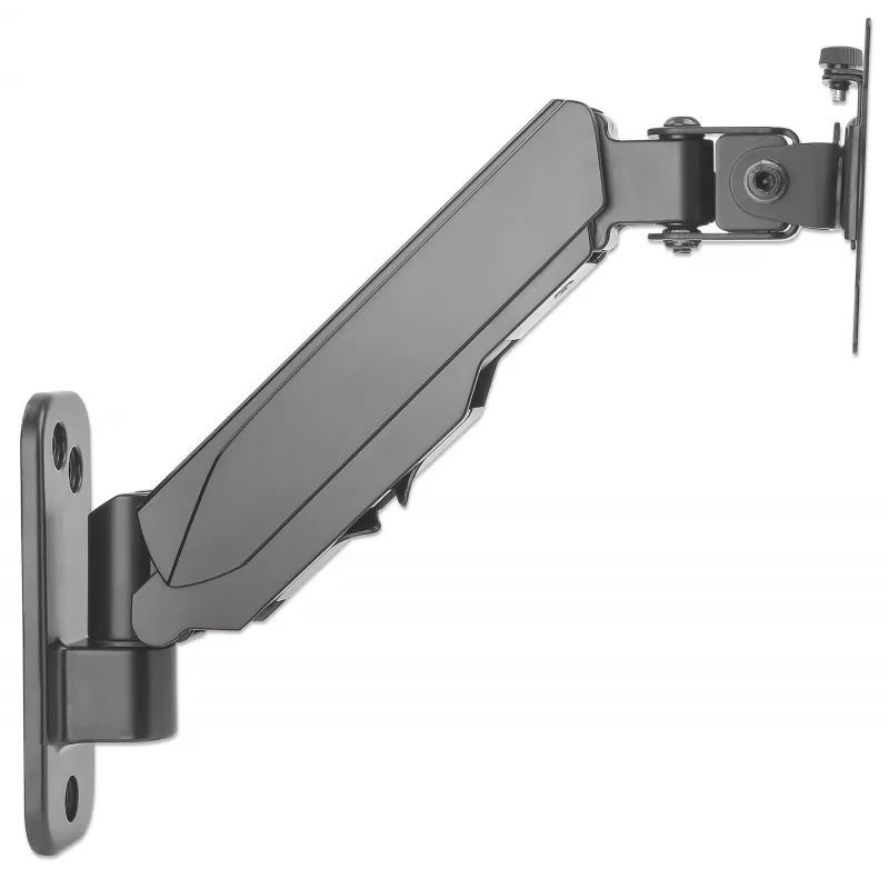 Soporte de pared Manhattan para TV y monitores (brazo de resorte, 2 articulaciones), para pantallas de 17 inch a 32 inch, compatibilidad VESA: 75x75 mm y 100x100 mm – comprueba las dimensiones de los cuatro orificios de montaje en la parte posterior de la pantalla para asegurarte de que encaja, máx. 8 kg, negro, soporte, garantía de por vida