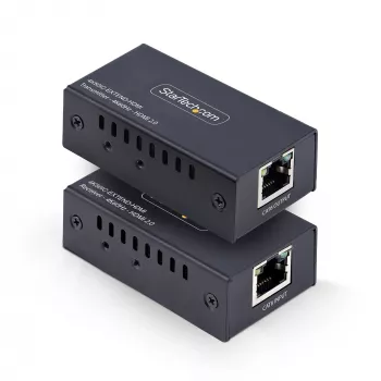 Extensor HDMI StarTech.com sobre CAT5e/CAT6, 4K 60Hz, hasta 200ft (60m), kit transmisor y receptor, Power over Cable, formato compacto