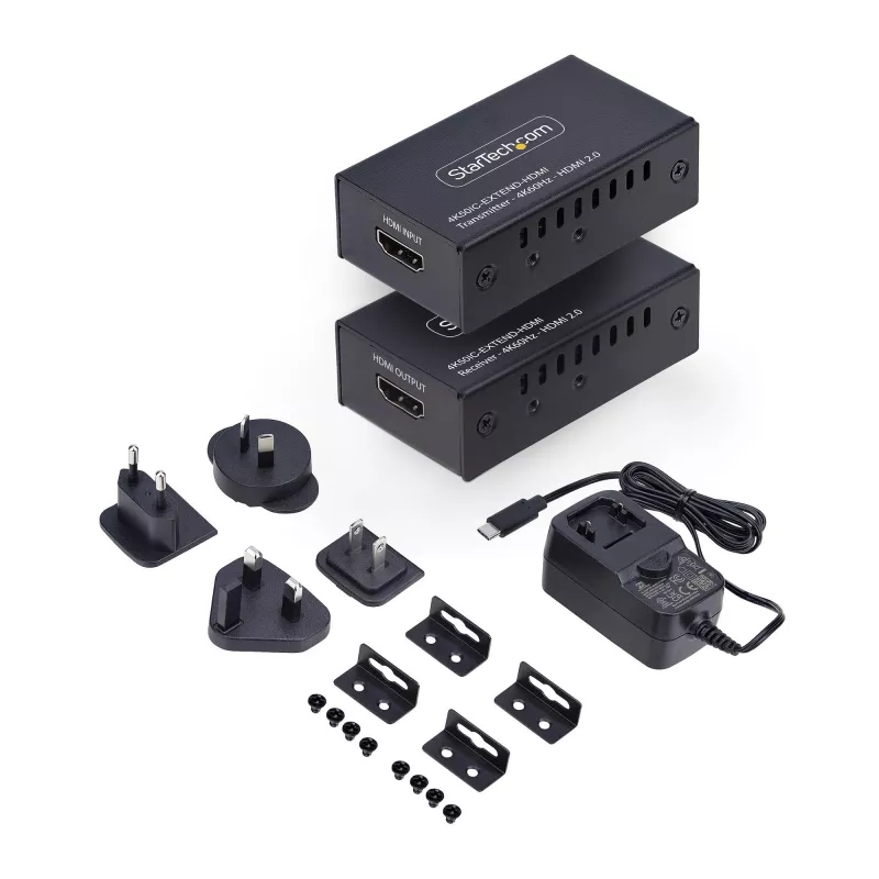 Extensor HDMI StarTech.com sobre CAT5e/CAT6, 4K 60Hz, hasta 200ft (60m), kit transmisor y receptor, Power over Cable, formato compacto