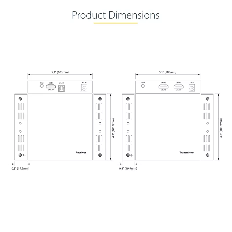 StarTech.com 4K70IC-EXTEND-HDMI Extensor AV transmisor y receptor AV negro