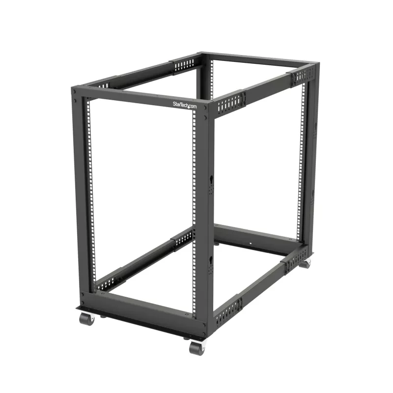 Rack de servidor móvil de marco abierto de 4 postes StarTech.com 18U, rack de red de 19