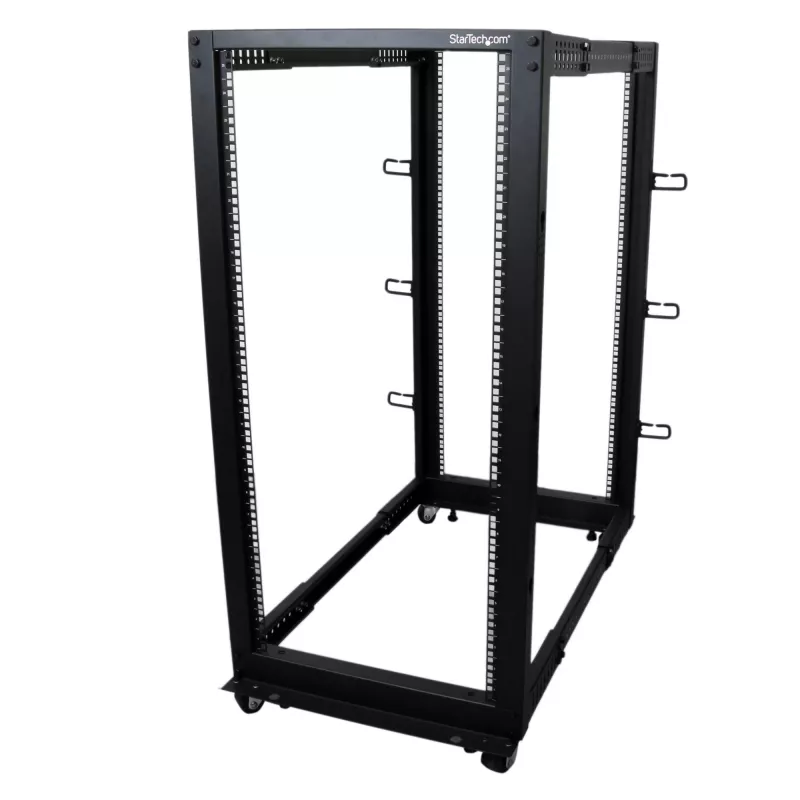 Rack de servidor móvil de marco abierto de 4 postes StarTech.com 25U, rack de red de 19