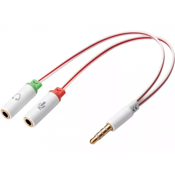 Adaptador de auriculares Sandberg Dual-Simple, TRS de 3,5 mm, conector macho, conector hembra, blanco