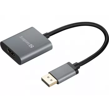 Adaptador Sandberg DisplayPort 1.4 a HDMI 2.0 4K, DisplayPort, HDMI Type-A (estándar), conector macho, conector hembra, 3840 x 2160 píxeles, 6 Gbit/s