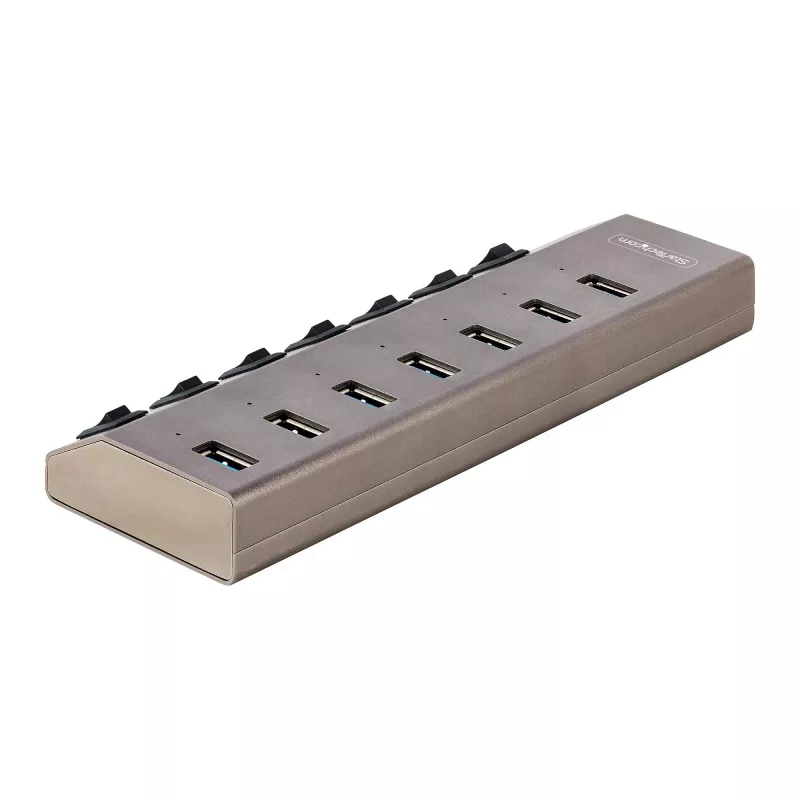 Hub USB-C de 7 puertos autoalimentado StarTech.com con interruptores de encendido/apagado individuales, hub de expansión USB 3.0 5Gbps con fuente de alimentación, hub USB-C a USB-A para sobremesa/portátil, hub USB Type-C con BC 1.2