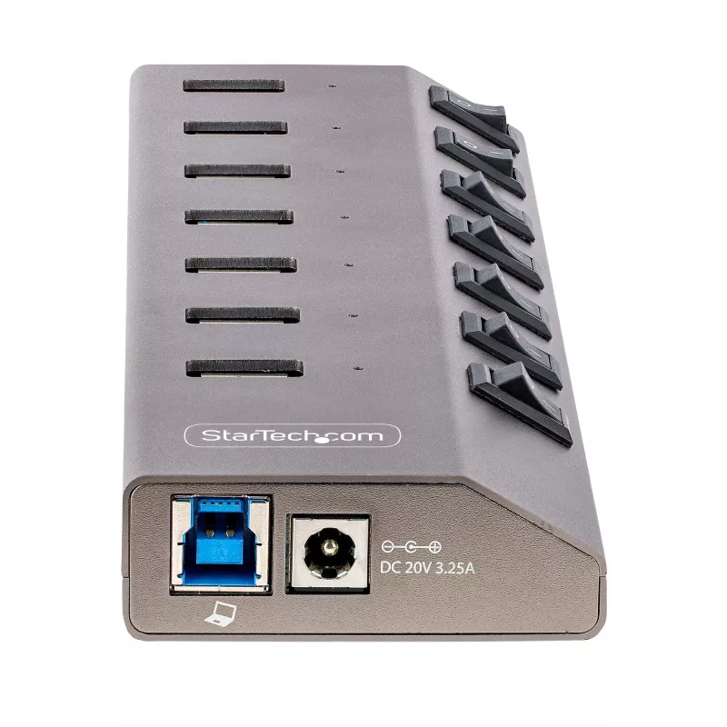 Hub USB-C de 7 puertos autoalimentado StarTech.com con interruptores de encendido/apagado individuales, hub de expansión USB 3.0 5Gbps con fuente de alimentación, hub USB-C a USB-A para sobremesa/portátil, hub USB Type-C con BC 1.2