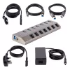 Hub USB-C de 7 puertos autoalimentado StarTech.com con interruptores de encendido/apagado individuales, hub de expansión USB 3.0 5Gbps con fuente de alimentación, hub USB-C a USB-A para sobremesa/portátil, hub USB Type-C con BC 1.2