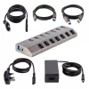 Hub USB-C de 7 puertos autoalimentado StarTech.com con interruptores de encendido/apagado individuales, hub de expansión USB 3.0 5Gbps con fuente de alimentación, hub USB-C a USB-A para sobremesa/portátil, hub USB Type-C con BC 1.2