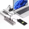 Hub USB-C de 7 puertos autoalimentado StarTech.com con interruptores de encendido/apagado individuales, hub de expansión USB 3.0 5Gbps con fuente de alimentación, hub USB-C a USB-A para sobremesa/portátil, hub USB Type-C con BC 1.2