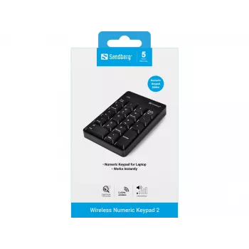 Teclado numérico inalámbrico Sandberg 2, RF Wireless, 18, portátil/PC, negro