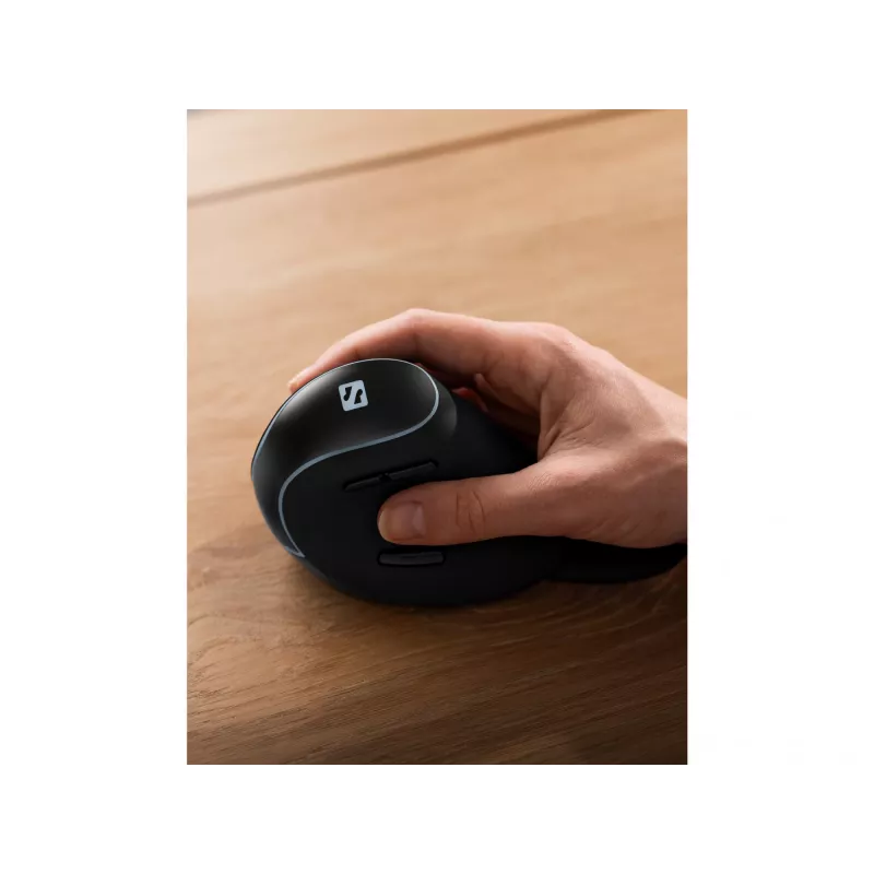 Ratón vertical inalámbrico Sandberg Pro, diestro, diseño vertical, óptico, RF Wireless, 1600 DPI, negro