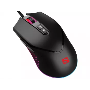 Ratón Sandberg Azazinator 6400, diestro, USB Type-A, 6400 DPI, negro