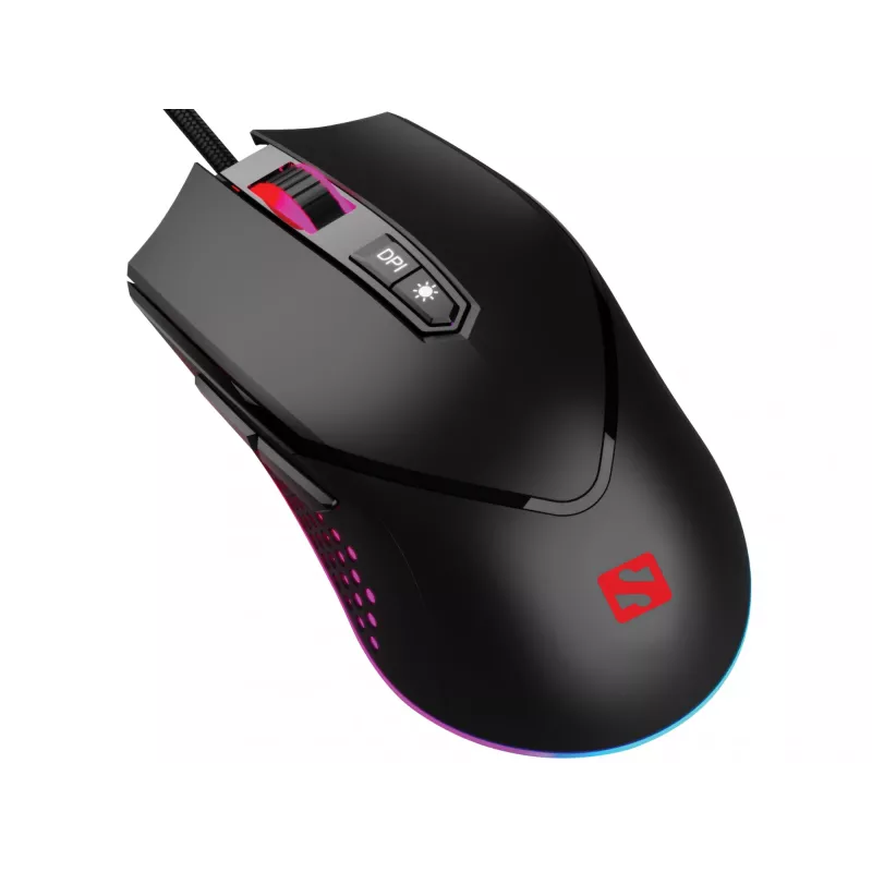 Ratón Sandberg Azazinator 6400, diestro, USB Type-A, 6400 DPI, negro
