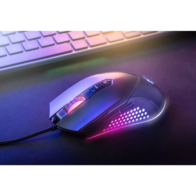 Ratón Sandberg Azazinator 6400, diestro, USB Type-A, 6400 DPI, negro