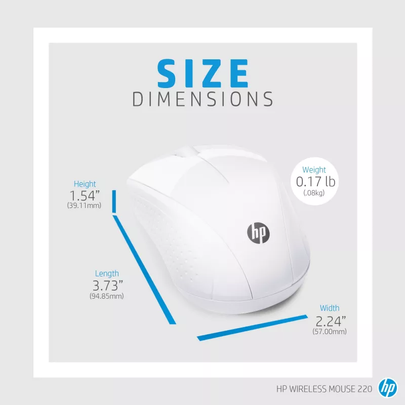 Ratón inalámbrico HP 220 (blanco nieve), óptico, RF inalámbrico, blanco