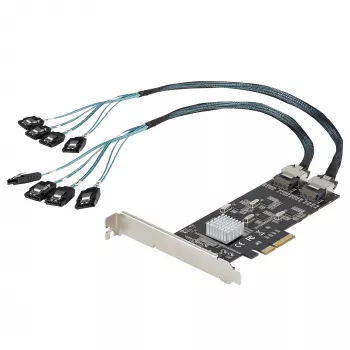 Tarjeta SATA PCIe de 8 puertos StarTech.com – Tarjeta de expansión PCI Express 6 Gbit/s SATA con 4 controladores host – Tarjeta controladora SATA PCIe – PCI-e x4 Gen 2 a SATA III – SATA HDD/SSD